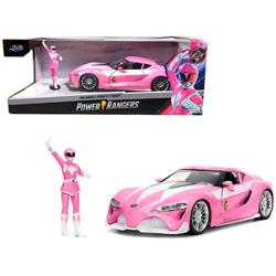 Jada 33224 Pink Metallic & Pink Ranger Diecast Figurine Power Rangers Hollywood Rides Series 1 by 24 Scale Diecast Model Car for Toyota FT-1 Concept