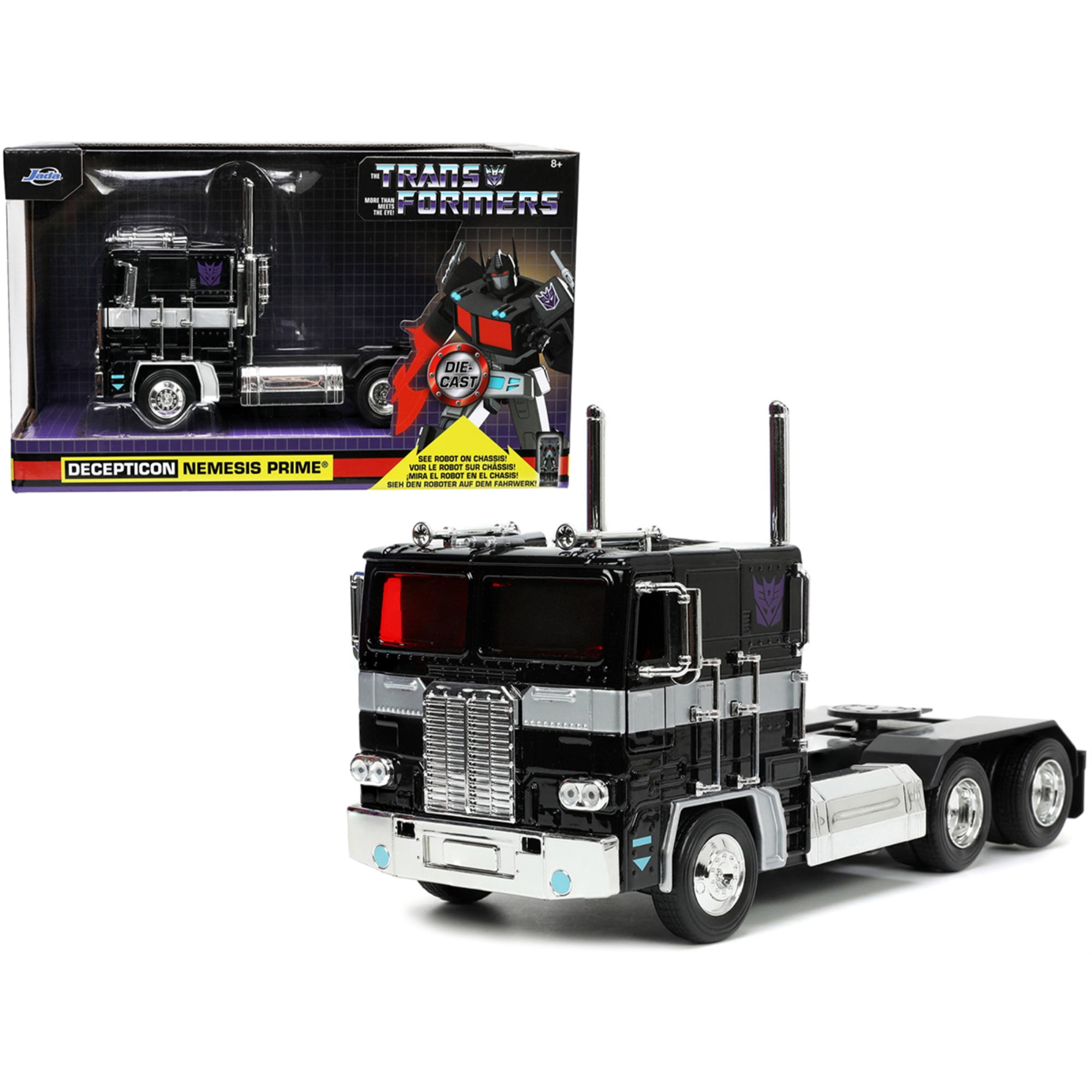 Jada  Decepticon Nemesis Prime with Robot on Chassis Transformers TV Series Hollywood Rides Series 1 by 24 Scale Diecast Model Car