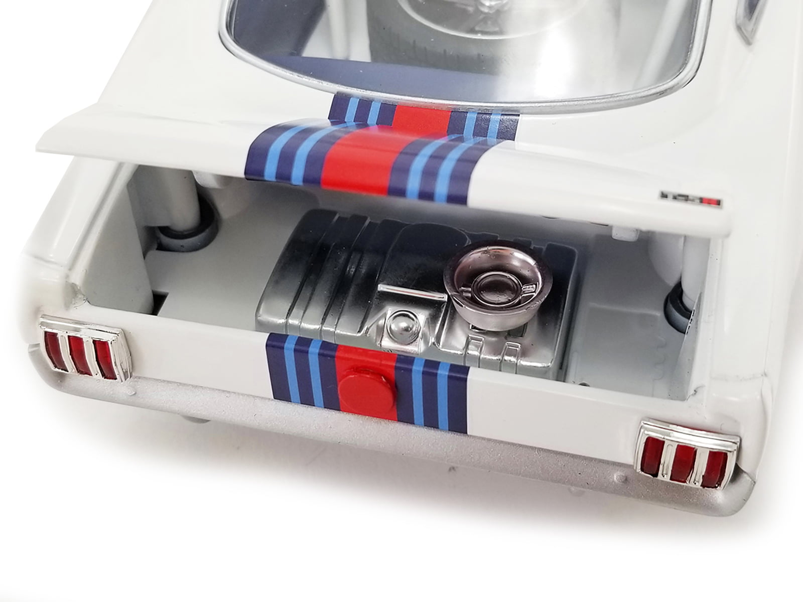 Picture of ACME A1801853 White with Red & Blue Stripes Le Mans Limited Edition to 1176 Pieces Worldwide 1 by 18 Scale Diecast Model Car for 1965 Shelby GT350R Street Fighter No.14