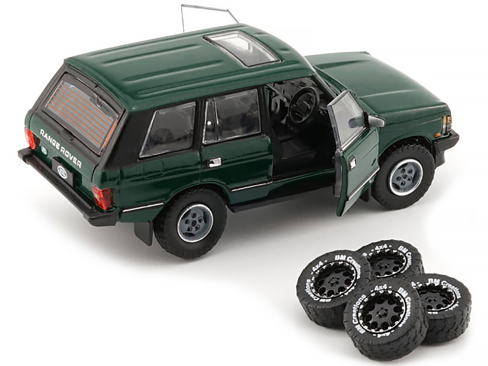 64B0182 Green with Sunroof with Extra Wheels 1 by 64 Scale Diecast Model Car for Land Rover Range Rover Classic LSE RHD -  BM Creations