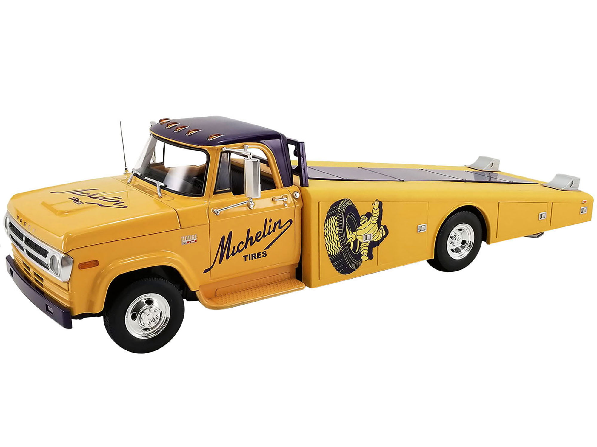 Picture of ACME A1801906 Yellow Michelin Tires 1 by 18 Scale Diecast Model Car for 1970 Dodge D-300 Ramp Truck