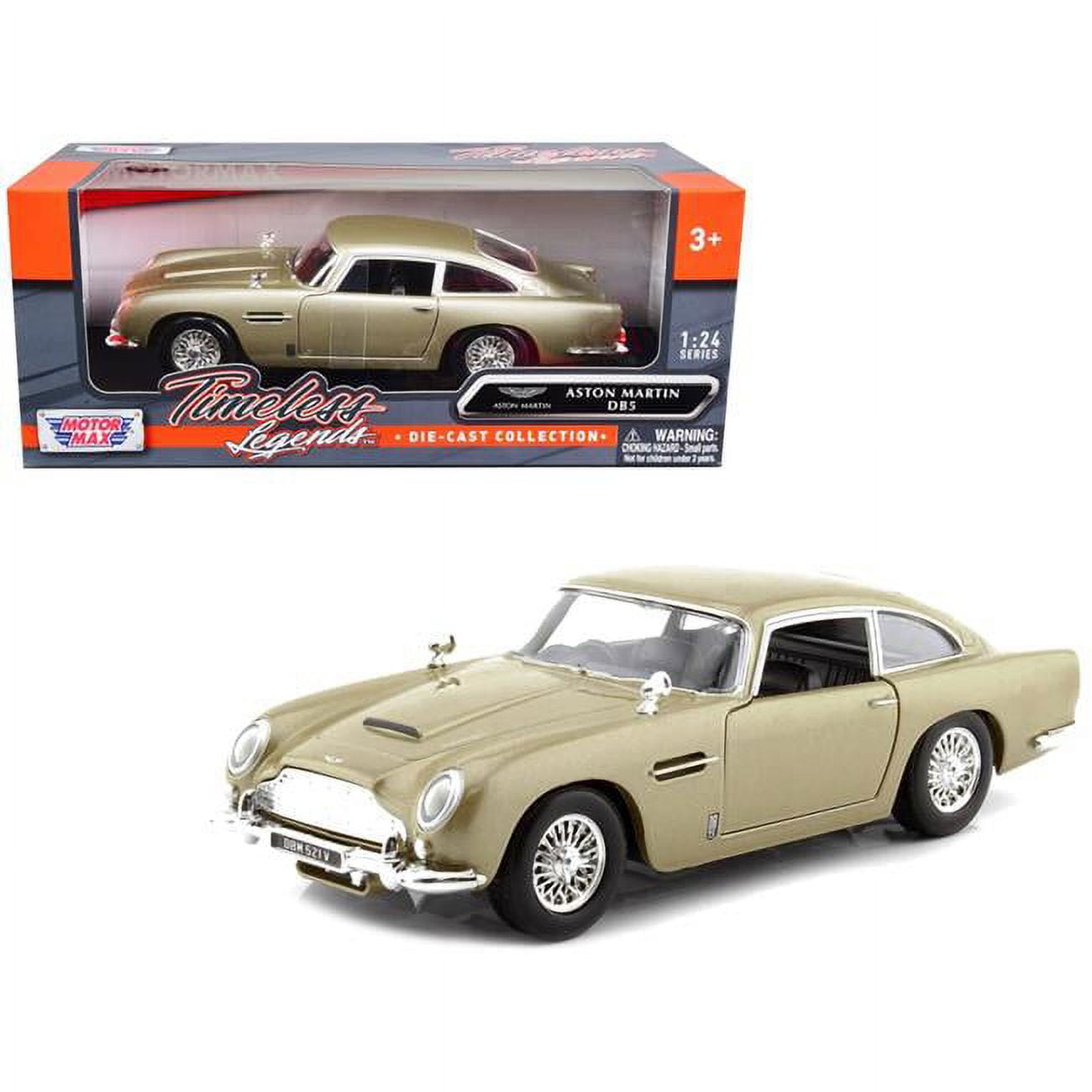 Gold Metallic Timeless Legends Series 1 by 24 Scale Diecast Model Car for Aston Martin DB5 RHD
