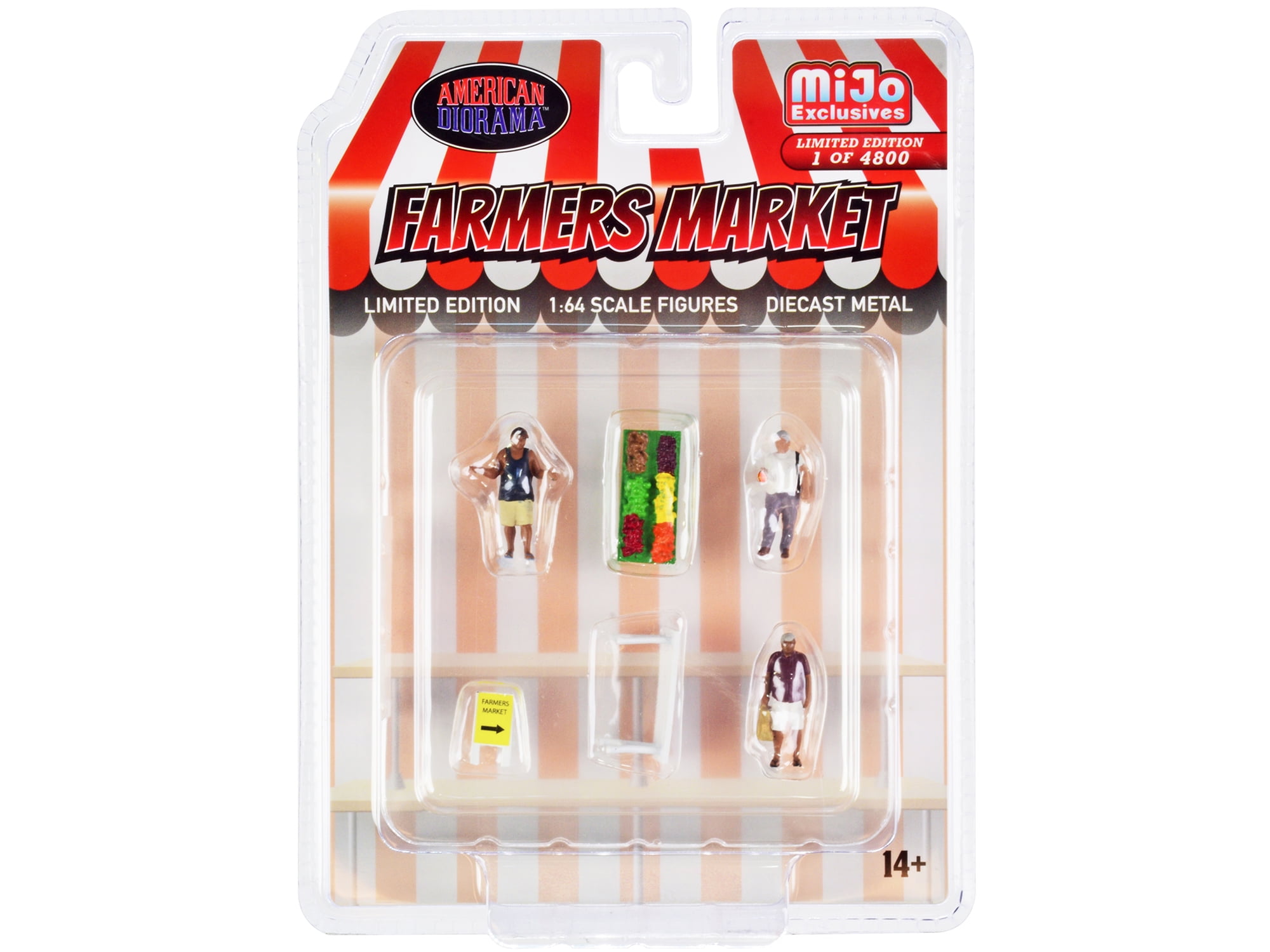 Picture of American Diorama AD-76501MJ Farmers Market Diecast 3 Figures & 3 Accessories Figure Set - Limited Edition to 4800 Pieces Worldwide for 1 by 64 Scale Models - 6 Piece