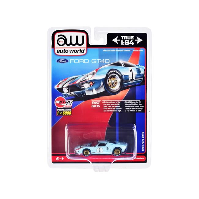 No.1 Light Blue with Stripes Limited Edition to 6000 Pieces Worldwide 1 by 64 Scale Diecast Model Car for 1966 Ford GT40 RHD -  Grizzly Fitness, BE3472187