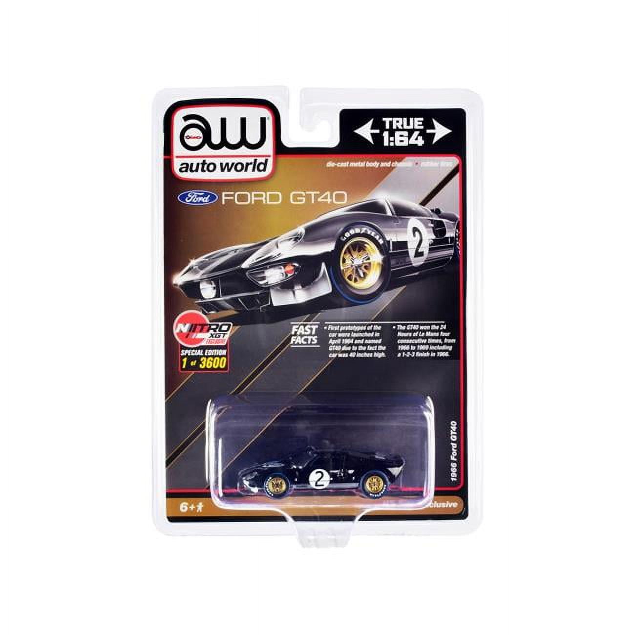 No.2 Black with Silver Stripes Limited Edition to 3600 Pieces Worldwide 1 by 64 Scale Diecast Model Car for 1966 Ford GT40 RHD -  Grizzly Fitness, BE3471889