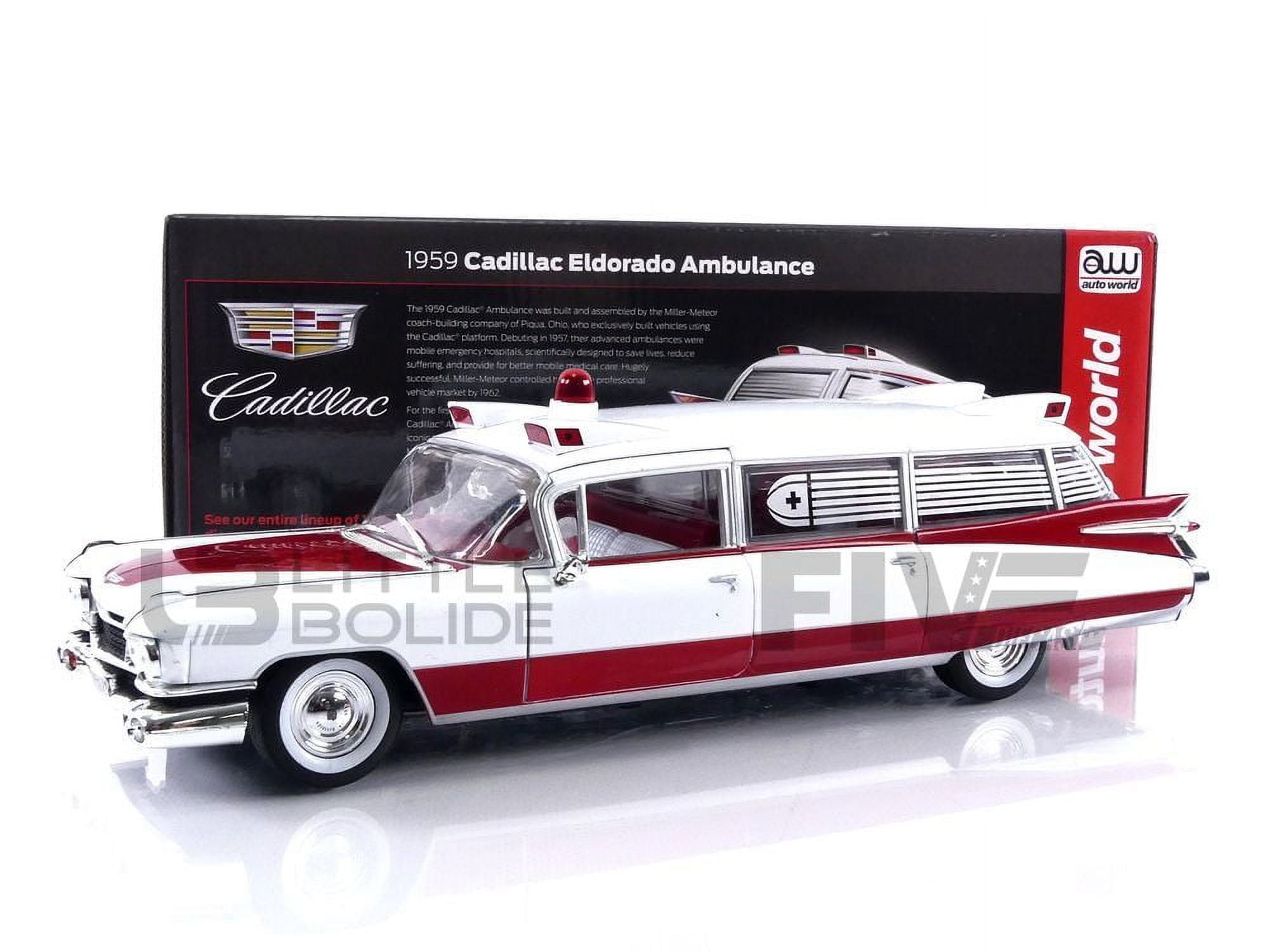 Picture of AutoWorld AW302 Ambulance Red & White 1 by 18 Scale Diecast Model for 1959 Cadillac Eldorado