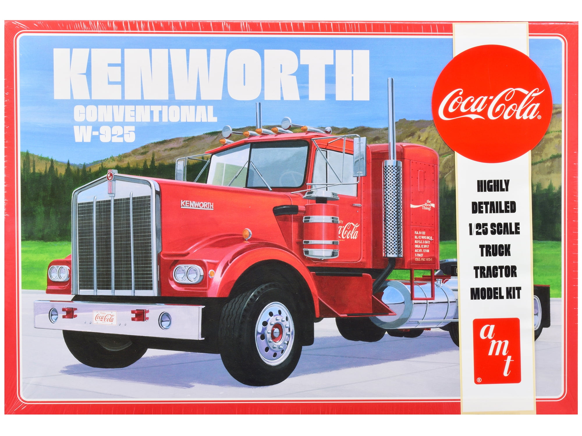 Picture of AMT AMT1286 Skill 3 Model Kit - 1 by 25 Scale Model for Kenworth Conventional W-925 Tractor Truck Coca-Cola