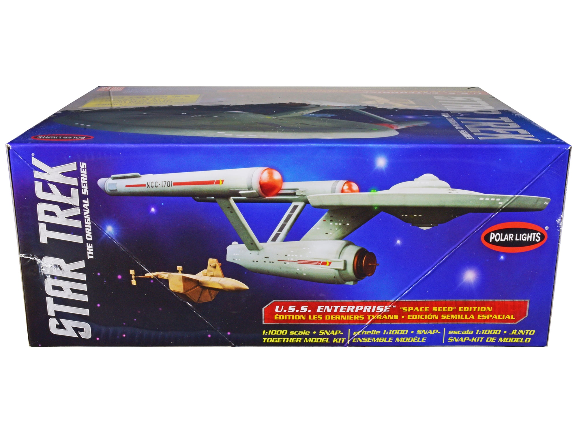 POL908M Skill 2 Model Kit - 1 by 1000 Scale Model for Star Trek USS Enterprise & SS Botany Bay The Original Series Space Seed Edition Snap-Together -  POLAR LIGHTS