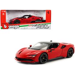 Stradale Red with Black Top Race Plus Play Series 1 by 18 Scale Diecast Model Car for Ferrari SF90