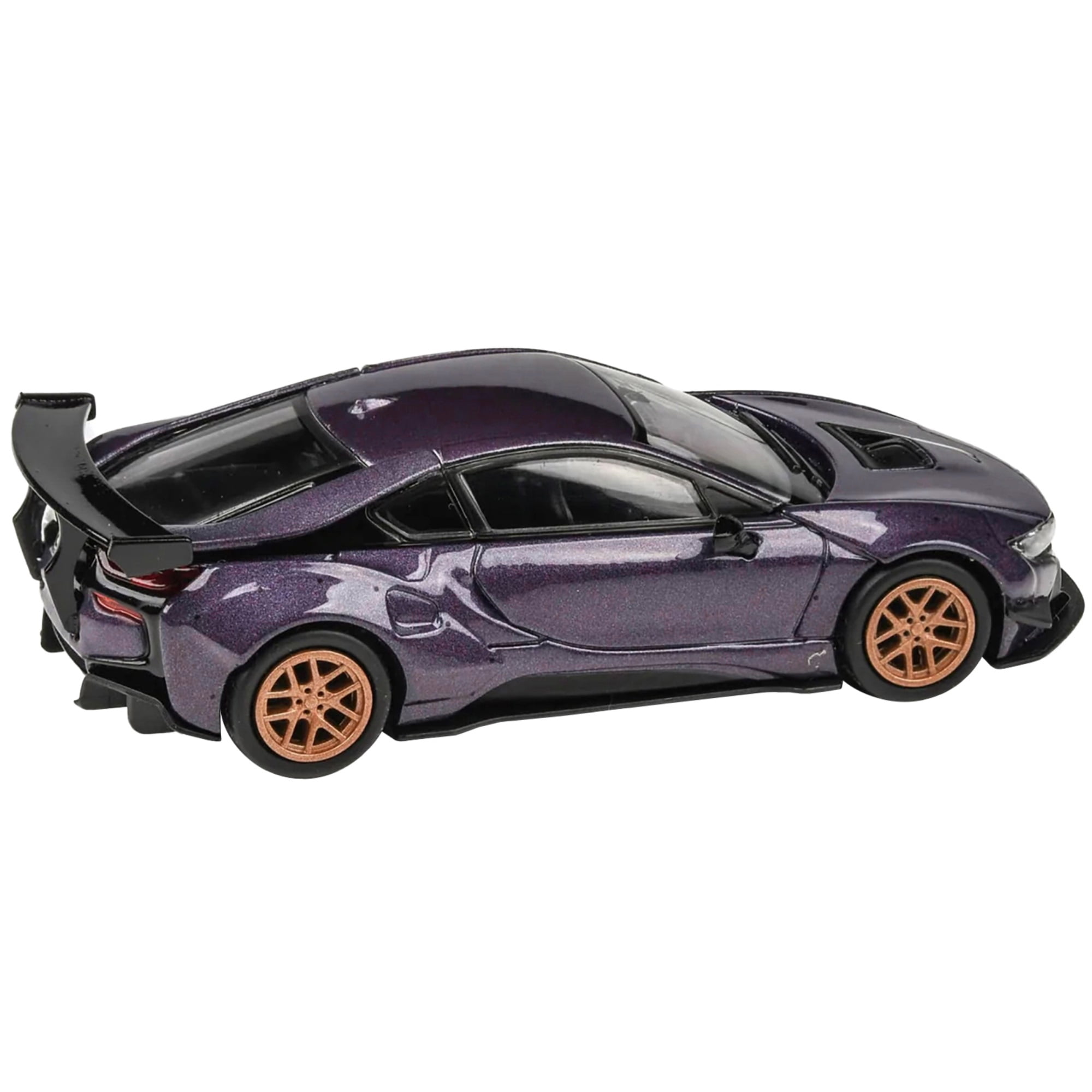 PA-55153 Twilight Purple Metallic with Gold Wheels 1 by 64 Scale Diecast Model Car for BMW i8 Liberty Walk
