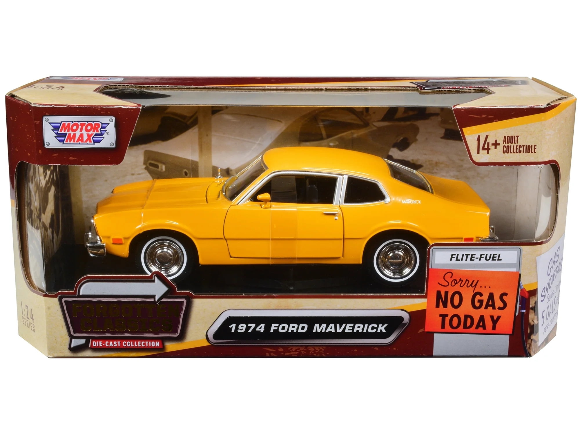 79042y 1974 Ford Maverick Yellow Forgotten Classics 1-24 Diecast Model Car -  MOTORMAX