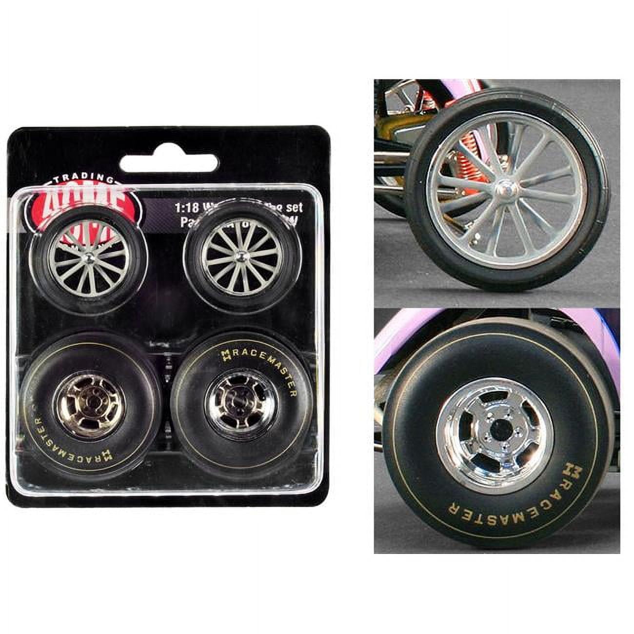 A1800815W Altered Dragster Chrome Wheels & Tires from Mondello & Mastsubara Altered Dragster for 1-18 Scale Models - Set of 4 Piece -  Acme