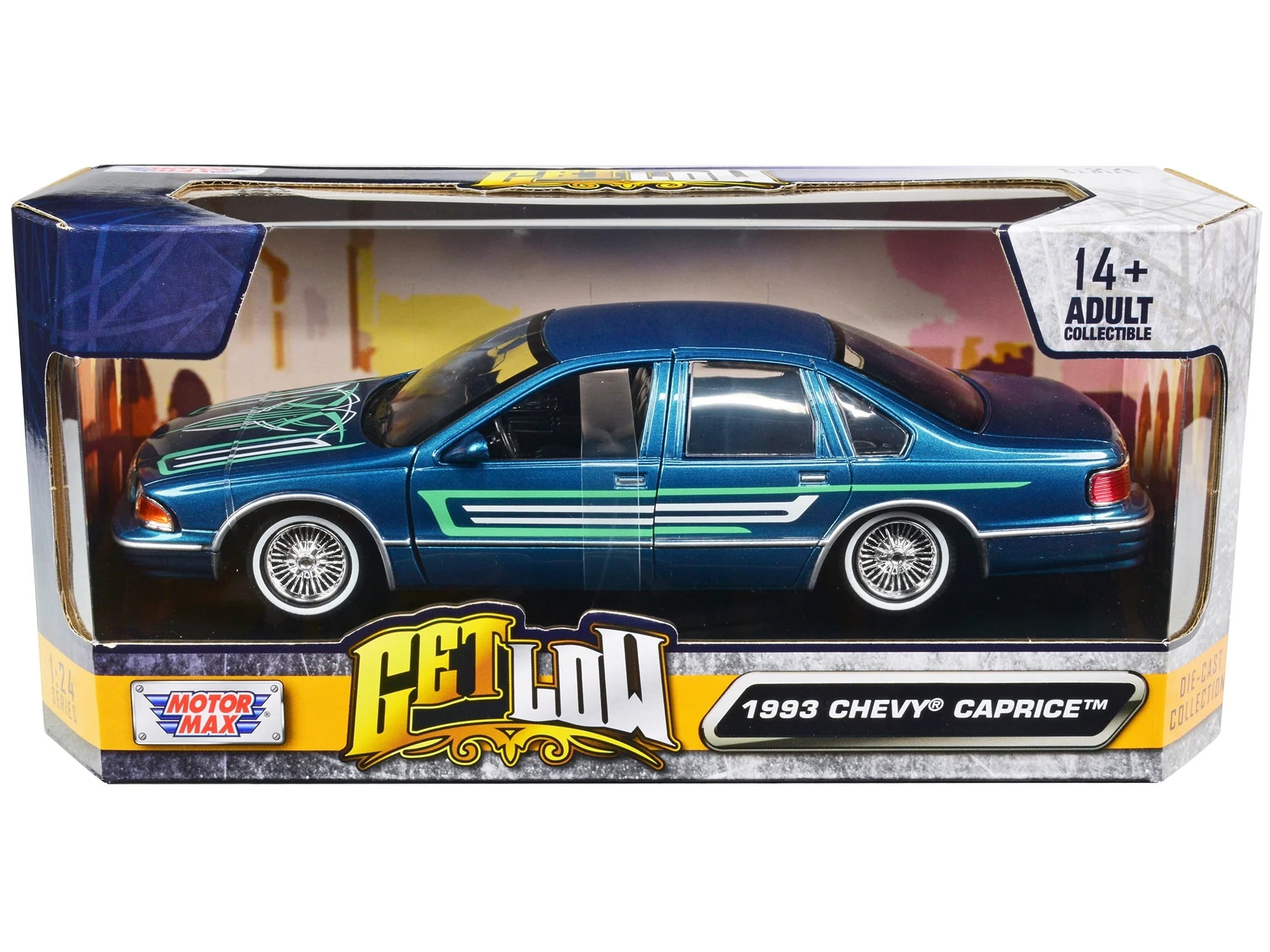 79022bl 1993 Chevrolet Caprice Lowrider Blue Metallic with Graphics Get Low Series 1-24 Diecast Model Car -  MOTORMAX