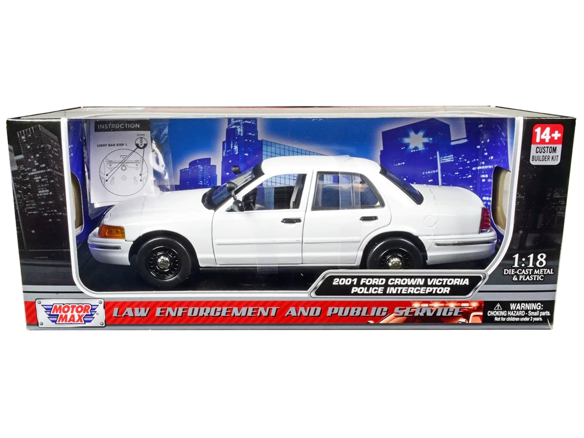 73517BB 2001 Ford Crown Victoria Police Car Unmarked White Custom Builders Kit Series 1-18 Diecast Model Car -  MOTORMAX