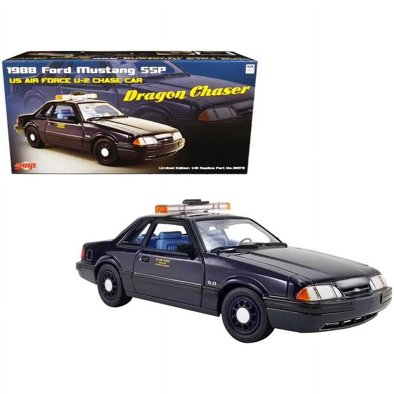 Picture of GMP 18975 1988 Ford Mustang 5.0 SSP Dark Blue U.S. Air Force U-2 Chase Car Dragon Chaser Limited Edition Worldwide 1-18 Diecast Model Car - 852 Piece