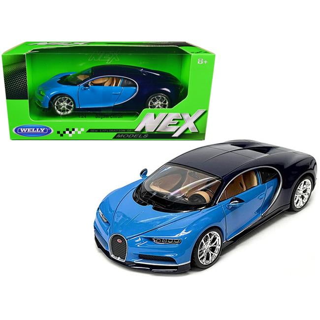 24077W-BL Bugatti Chiron Blue & Dark Blue Two-Tone NEX Models Series 1-24 Diecast Model Car -  WELLY