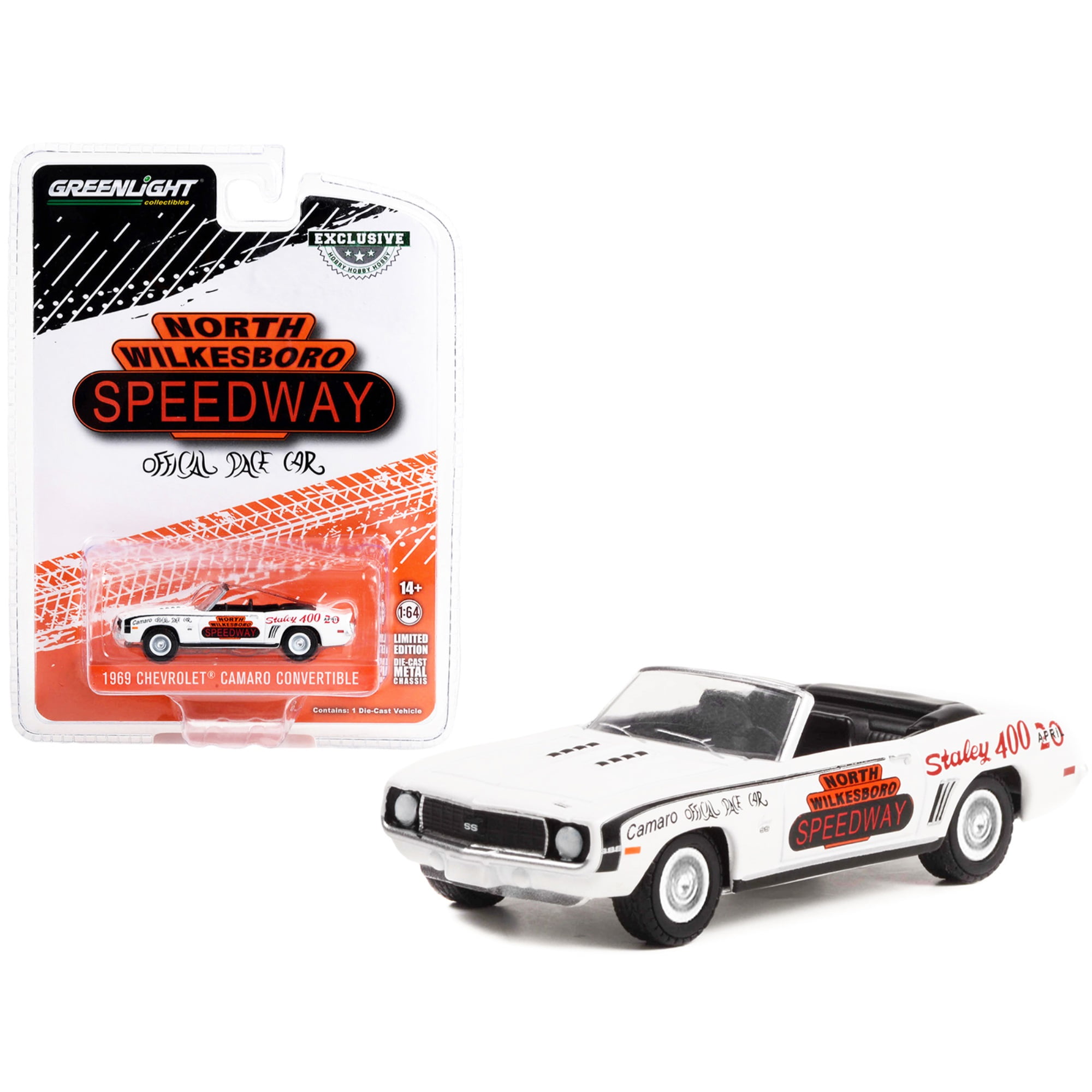 30346 1969 Chevrolet Camaro Convertible North Wilkesboro Speedway Official Pace Car Hobby Exclusive Series 1-64 Diecast Model Car -  GreenLight
