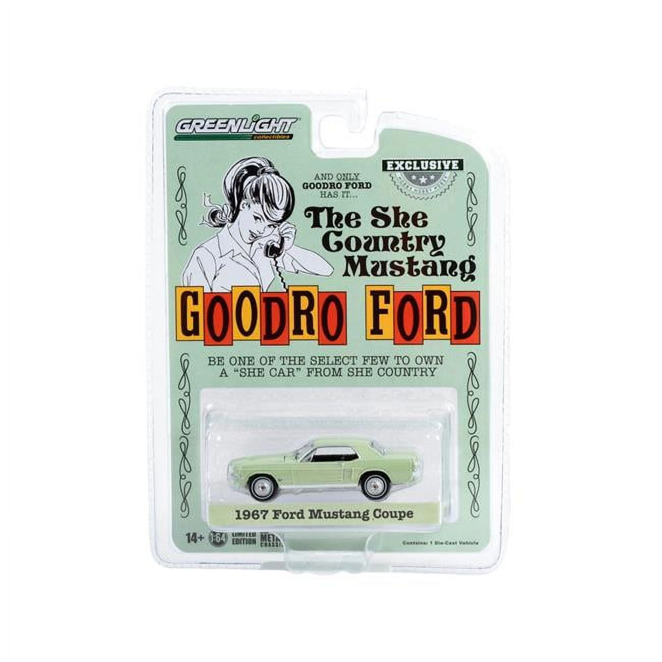 30353 1967 Ford Mustang Limelite Green She Country Special Bill Goodro Ford Denver Colorado Hobby Exclusive Series 1-64 Diecast Model Car -  GreenLight