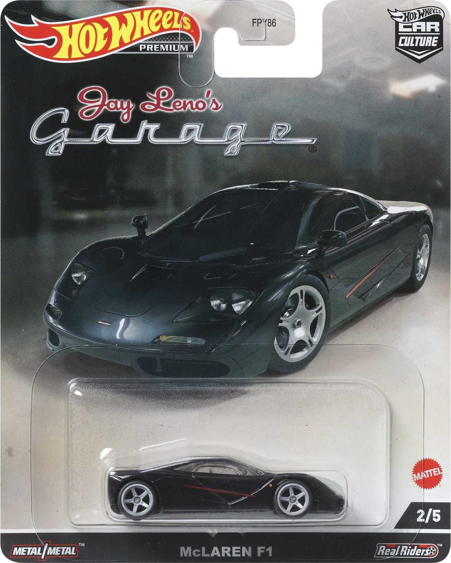 Hotwheels HCK08 McLaren F1 Black with Red Stripes Jay Lenos Garage Diecast Model Car
