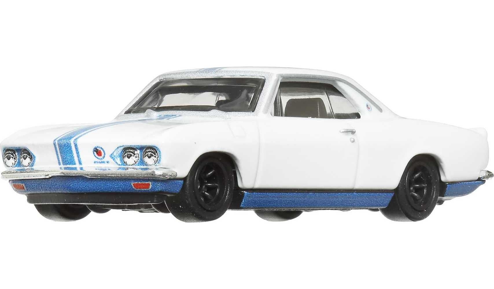 Hotwheels  1966 Chevrolet Corvair Yenko Stinger White with Blue Stripes Jay Lenos Garage Diecast Model Car