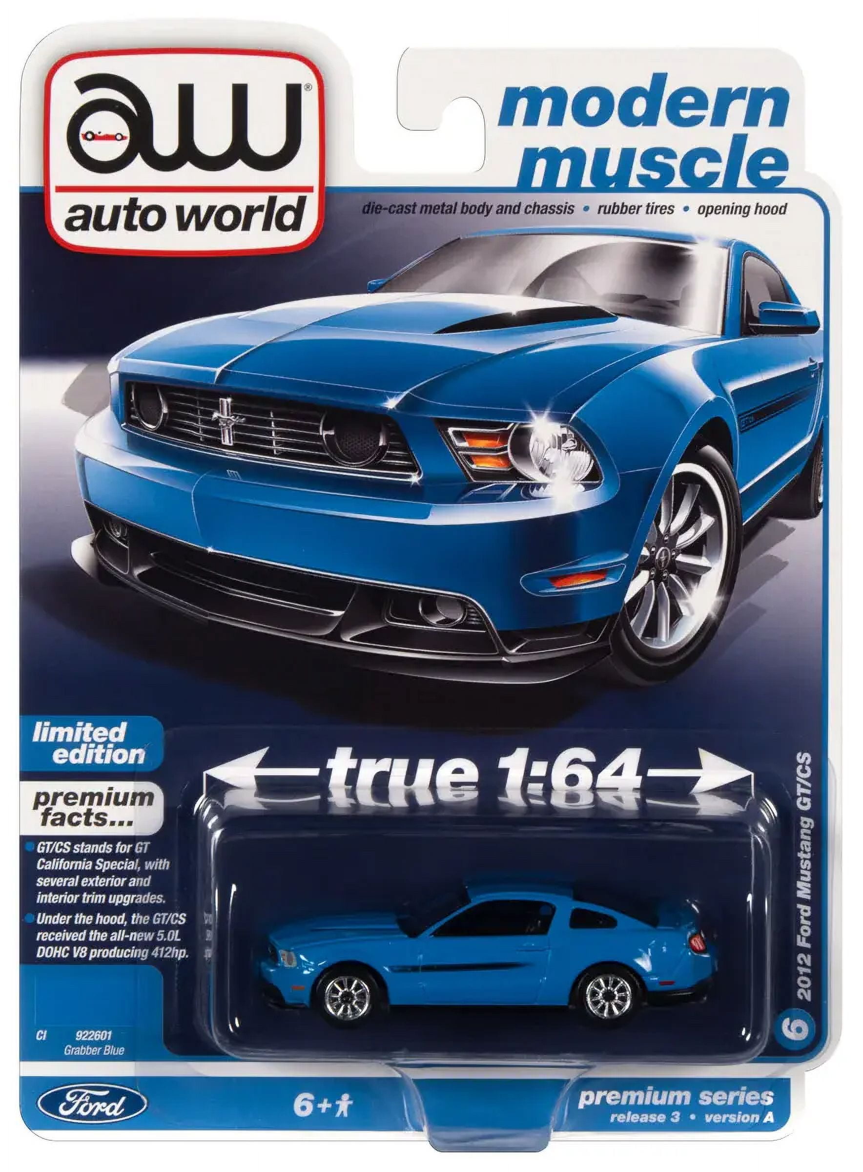 Autoworld 64372-AWSP112A 2012 Ford Mustang GT-CS Grabber Blue with Black Stripes Modern Muscle Limited Edition 1-64 Diecast Model Car -  AUTO WORLD