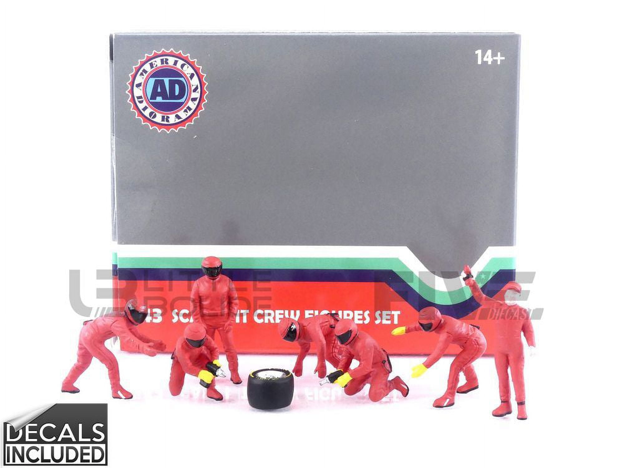 Picture of American Diorama 38388 Formula One F1 Pit Crew 7 Team Release III for 1 by 43 Scale Models Figure Set, Red
