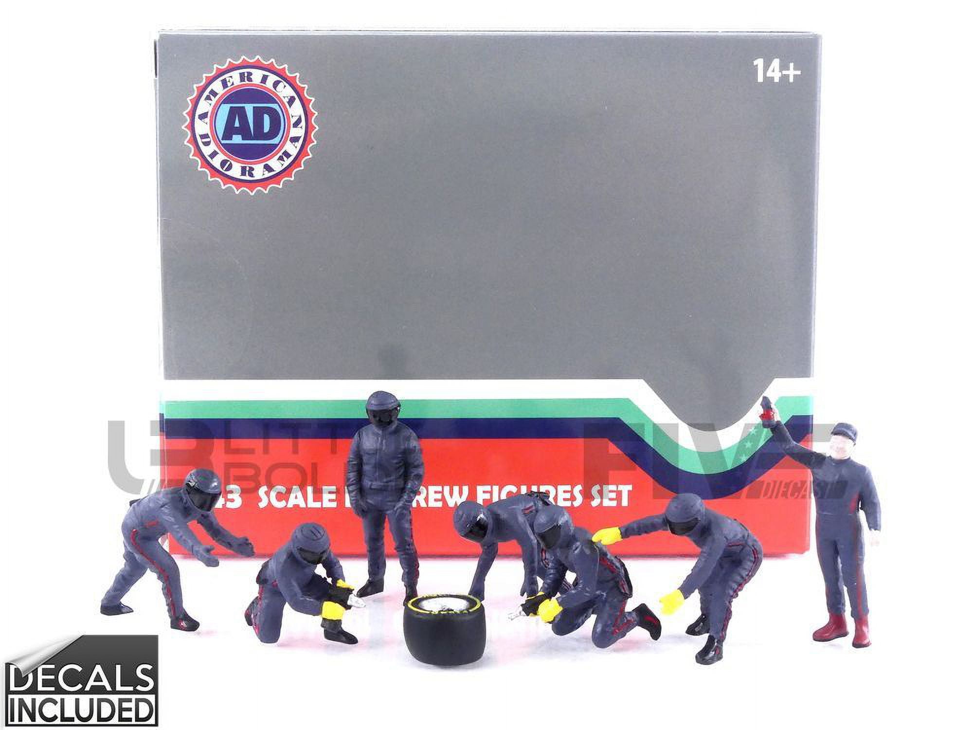 Picture of American Diorama 38390 Formula One F1 Pit Crew 7 Team Release III for 1 by 43 Scale Models Figure Set, Blue