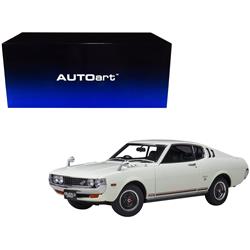 Picture of Autoart 78766 1973 Toyota Celica Liftback 2000GT RA25 RHD Right Hand Drive White with Red & Black Stripes 1 by 18 Scale Model Car