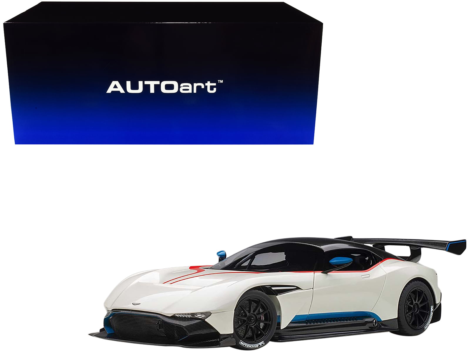 Picture of Autoart 70261 Aston Martin Vulcan Stratus &Blue Stripes 1 by 18 Scale Model Car&#44; White with Red