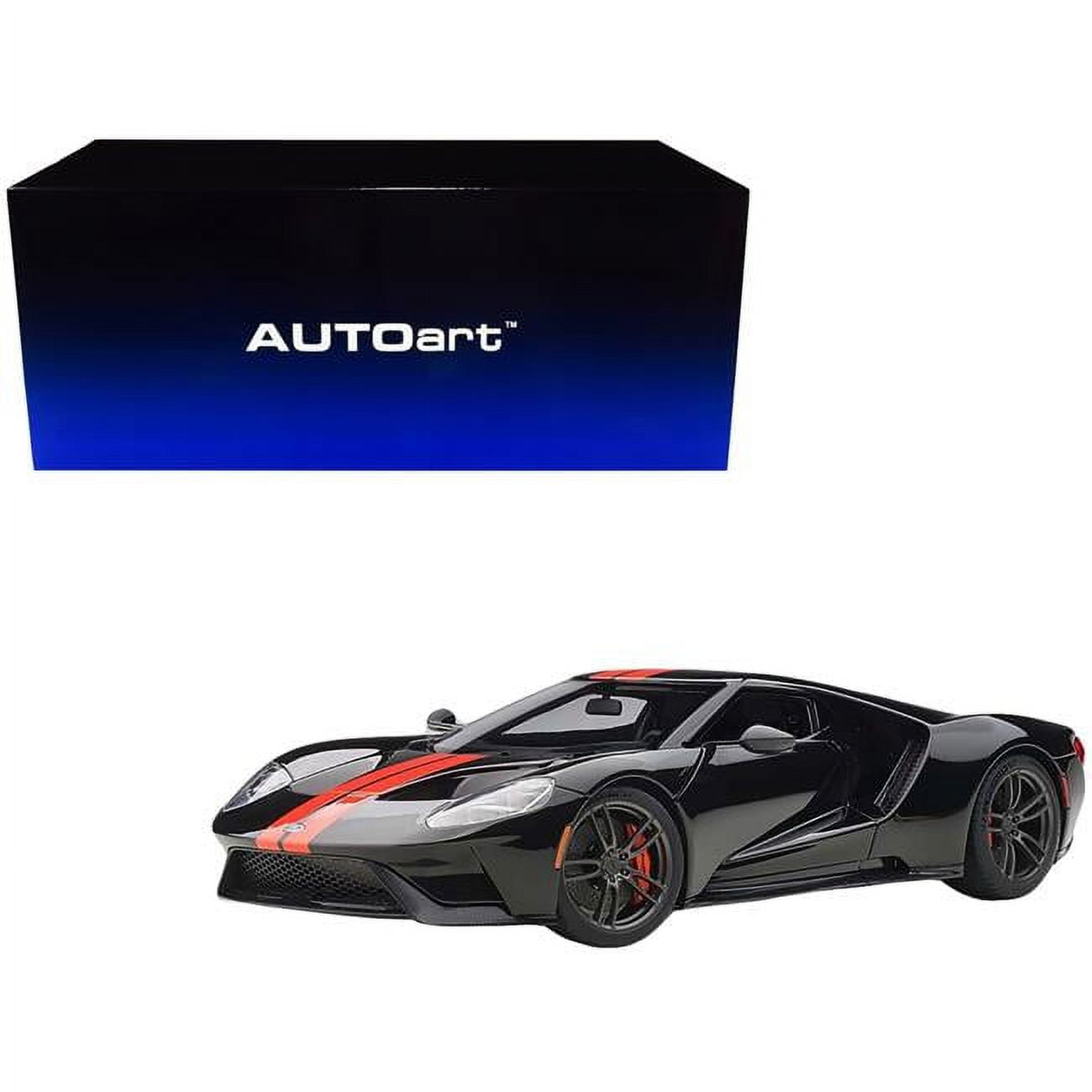 Picture of Autoart 72945 2017 Ford GT Shadow Black with Orange Stripes 1 by 18 Scale Model Car