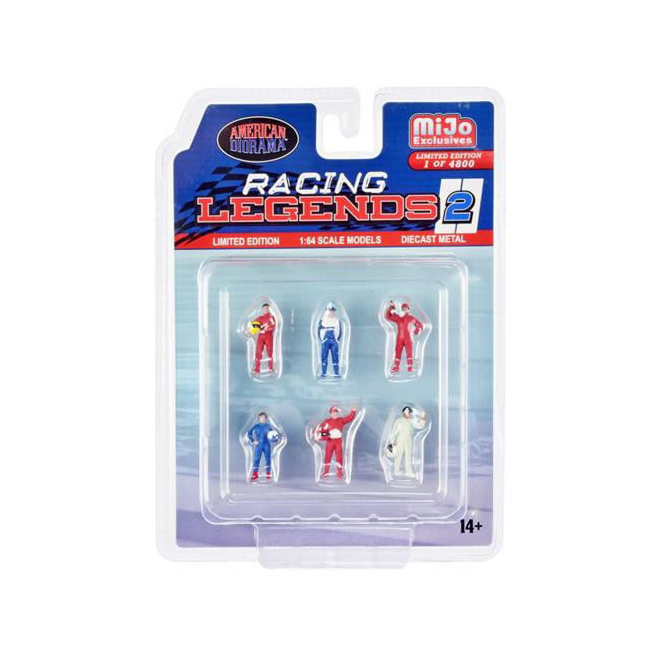 Picture of American Diorama AD-76511MJ Racing Legends 2 Diecast Driver Limited Edition to Worldwide for 1 by 64 Scale Models Figures - 6 Piece - 4800 Piece- Set of 6