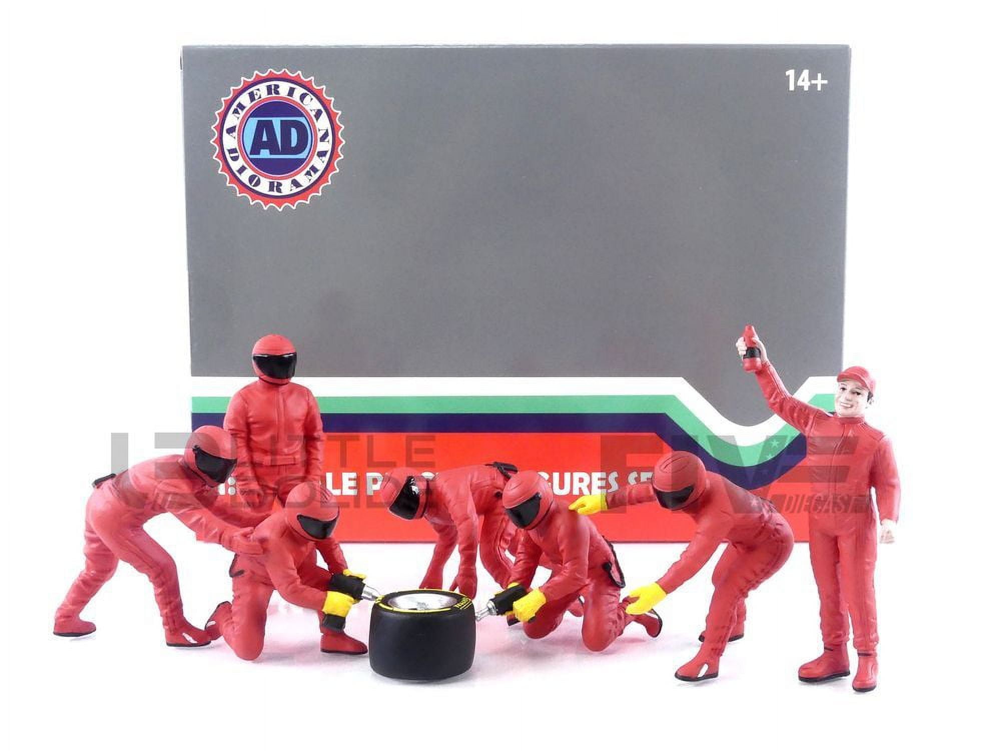 Picture of American Diorama 76556 Formula One F1 Pit Crew 7 Team Release III for 1 by 18 Scale Models Figure Set, Red