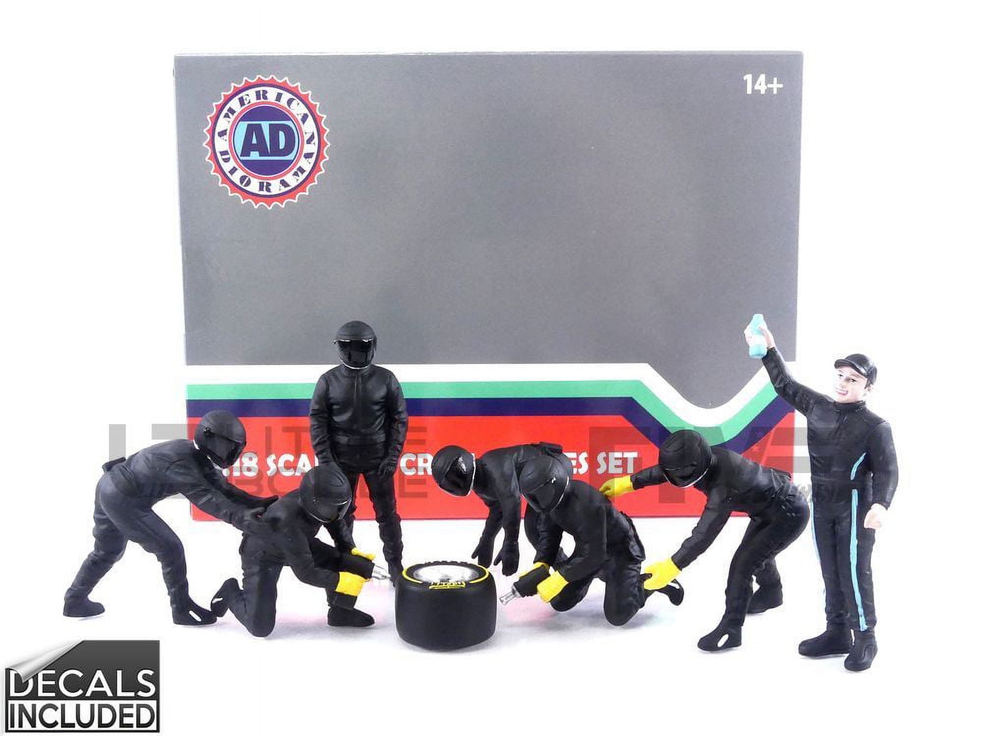 Picture of American Diorama 76557 Formula One F1 Pit Crew 7 Team Release III for 1 by 18 Scale Models Figure Set, Black