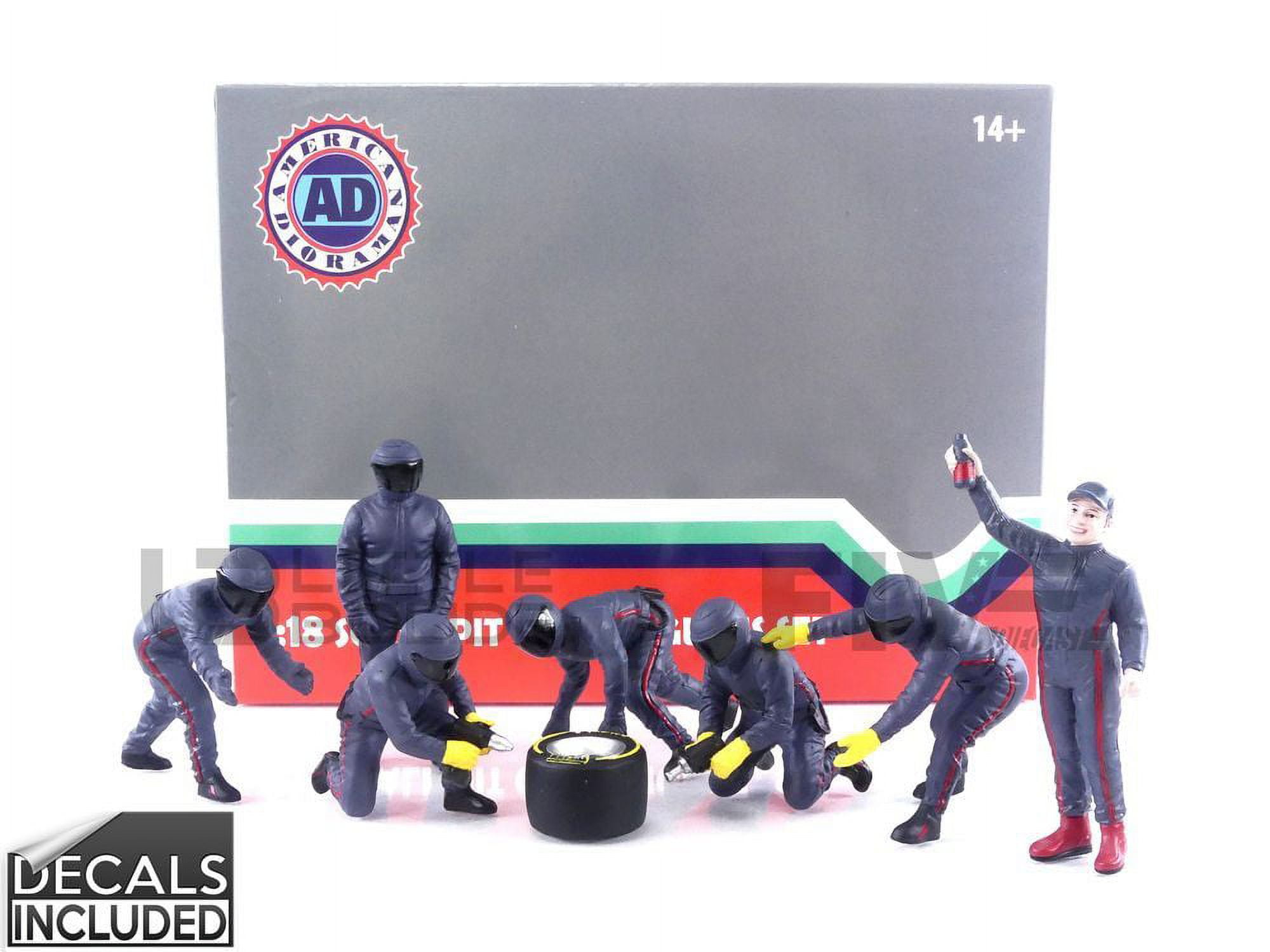 Picture of American Diorama 76558 Formula One F1 Pit Crew 7 Team Release III for 1 by 18 Scale Models Figure Set, Blue