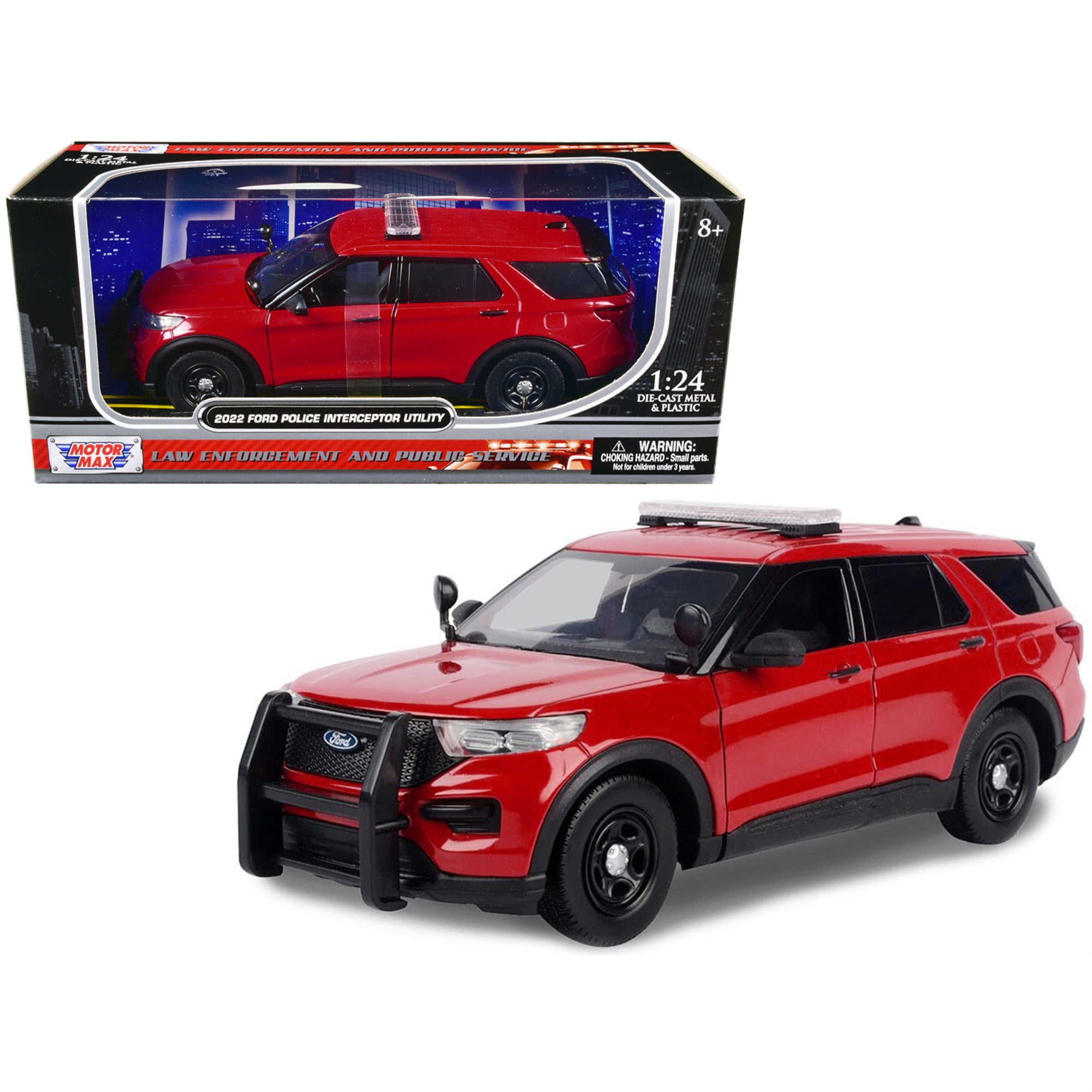 76988R 2022 Ford Police Interceptor Utility Unmarked 1 by 24 Scale Diecast Model Car, Red -  MOTORMAX