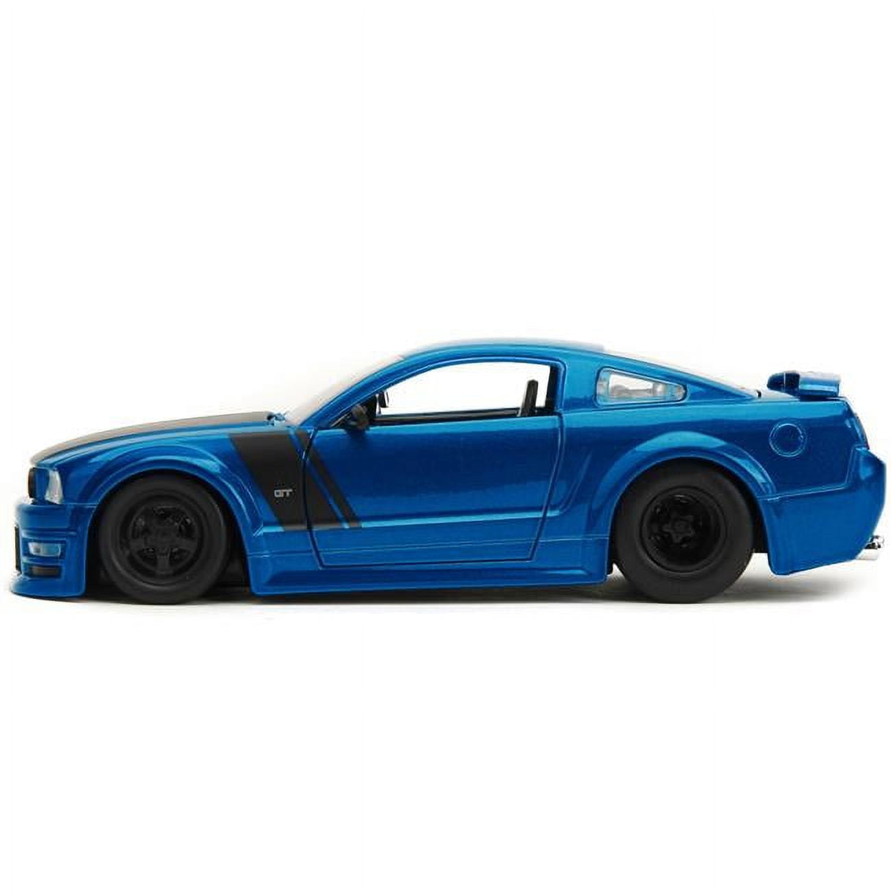 2006 Ford Mustang GT Hood & Stripes Bigtime Muscle Series 1 by 24 Scale Diecast Model Car, Blue Metallic with Matte Black -  Endless Games, EN2953180