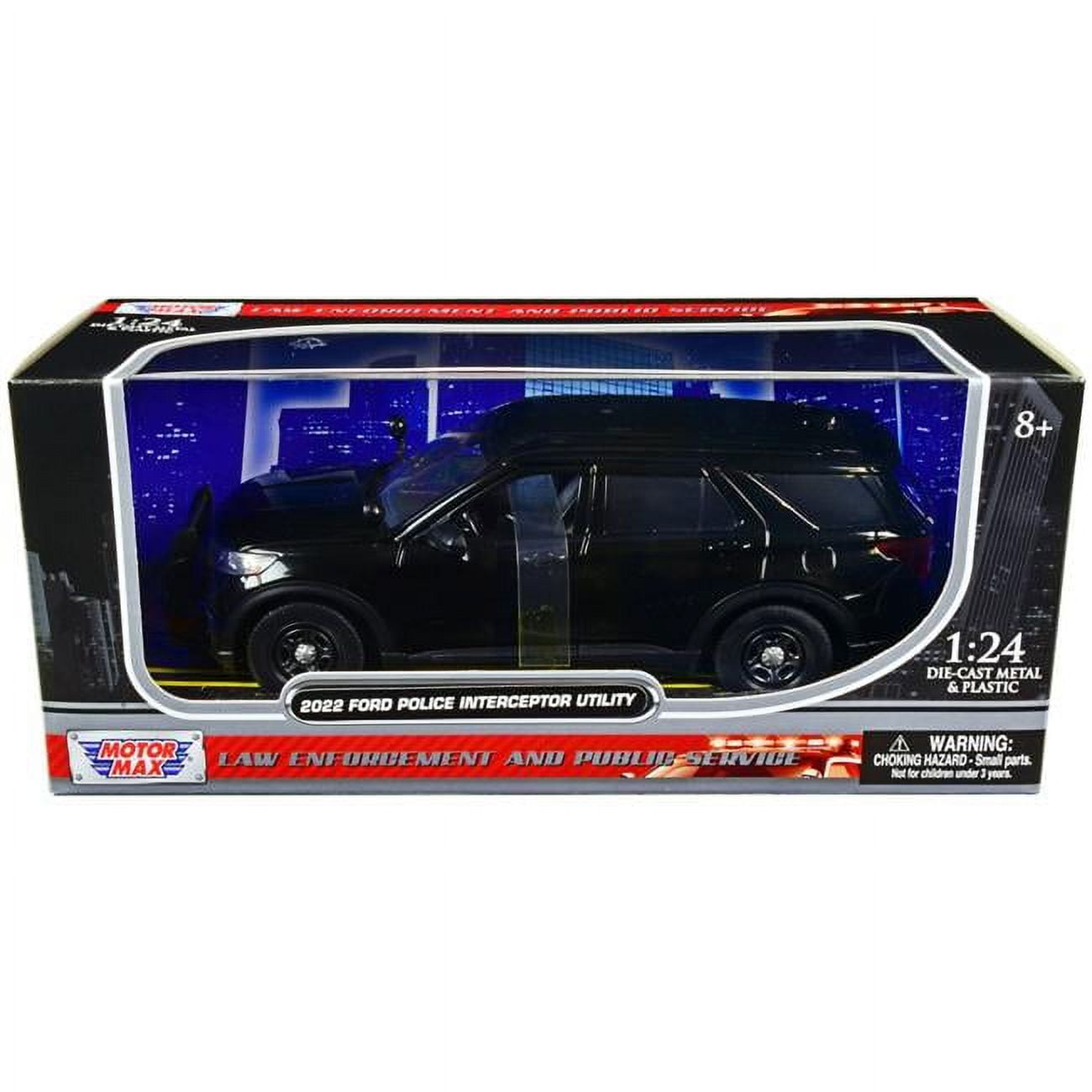 2022 Ford Police Interceptor Utility Unmarked Slick-Top 1 by 24 Scale Diecast Model Car, Black