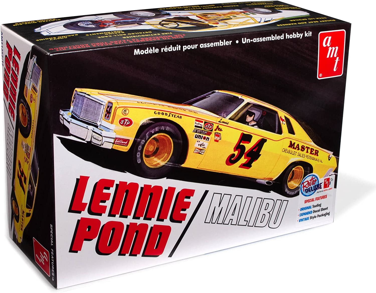 Picture of AMT AMT1352 Skill 2 Model Kit 1974 Chevrolet Malibu Stock No.54 Lennie Pond 1 by 25 Scale Model Car