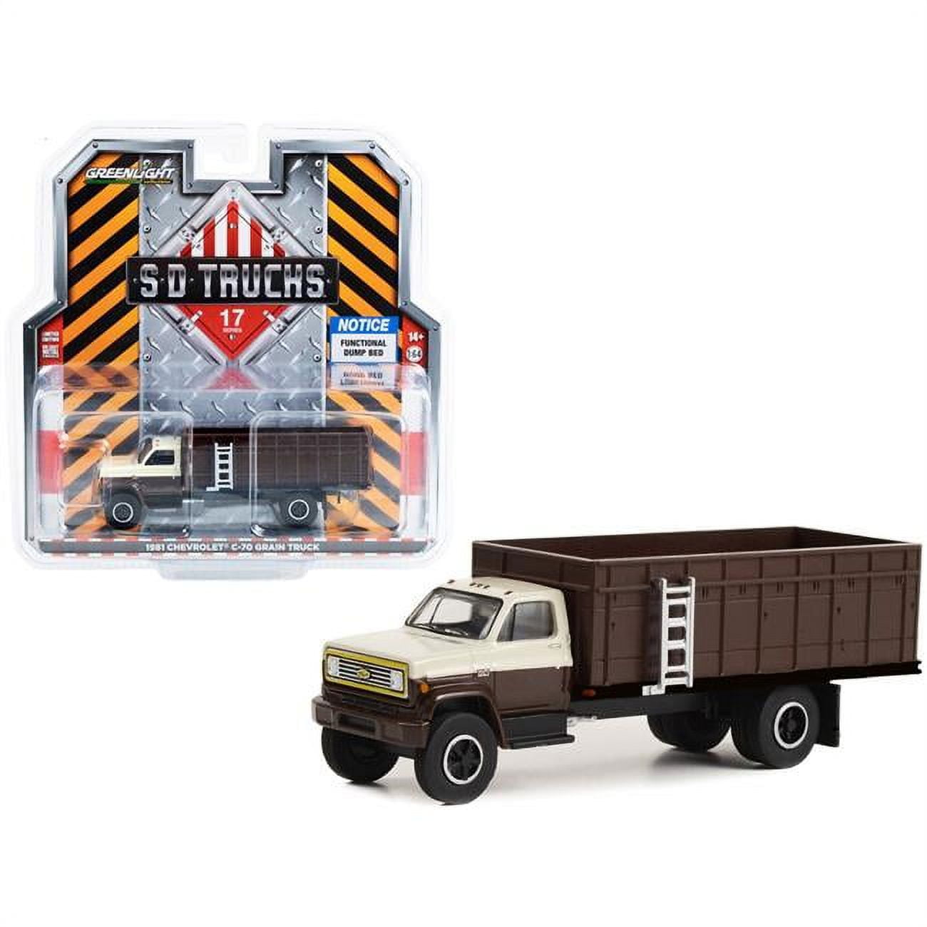 45170A 1981 Chevrolet C-70 Grain Truck with Brown Bed S.D. Trucks Series 17 1 by 64 Scale Diecast Model Car, Brown & Tan -  GreenLight