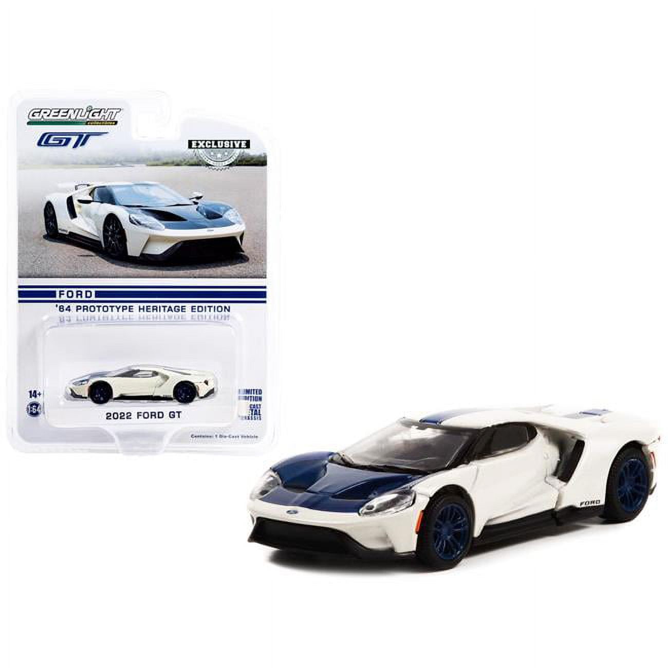 30344 2022 Ford GT 1964 Prototype Heritage Edition White Metallic with Blue Hood & Stripe Hobby Exclusive Series 1 by 64 Scale Diecast Model Car -  GreenLight