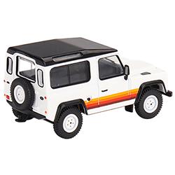 Land Rover Defender 90 Wagon White with Black Top & Stripes Limited Edition to Worldwide 1 by 64 Scale Diecast Model Car - 1800 Piece -  PlayThing, PL3483390