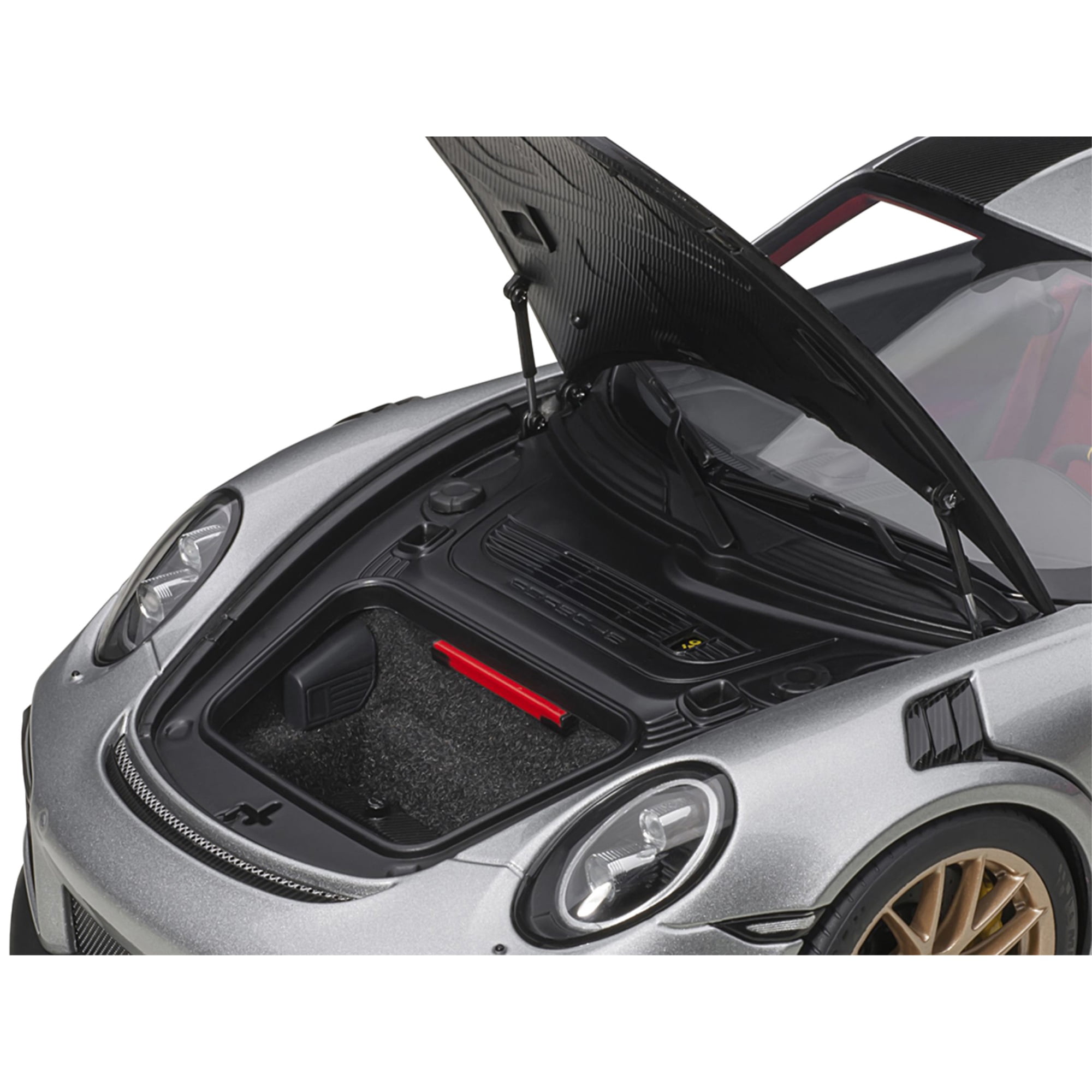 Picture of Autoart 78174 Porsche 911 991.2 GT2 RS Weissach Pack GT Silver with Carbon Stripes 1-18 Scale Model Car