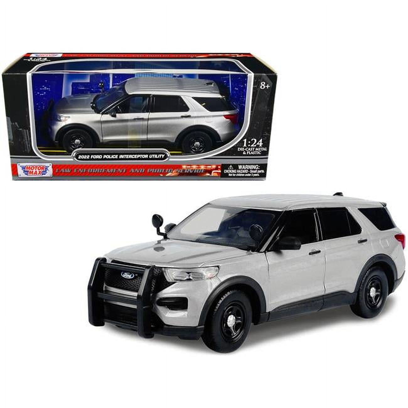 2022 Ford Police Interceptor Utility Unmarked Slick-Top Silver 1-24 Diecast Model Car