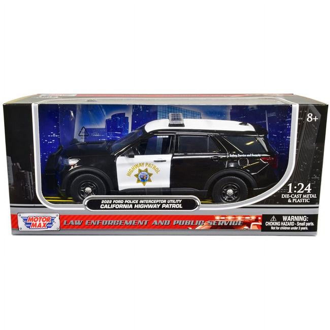 76991 1 to 24 Scale 2022 Ford Police Interceptor Utility California Highway Patrol Black & White Diecast Model Car -  MOTORMAX