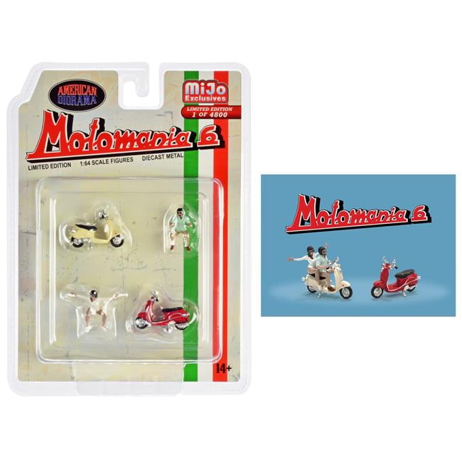 Picture of American Diorama AD-76515MJ 6 in. 1 to 64 Scale Motomania Diecast 2 Figures & 2 Scooters Limited Edition Worldwide 4800 Model Cars&#44; 4 Piece