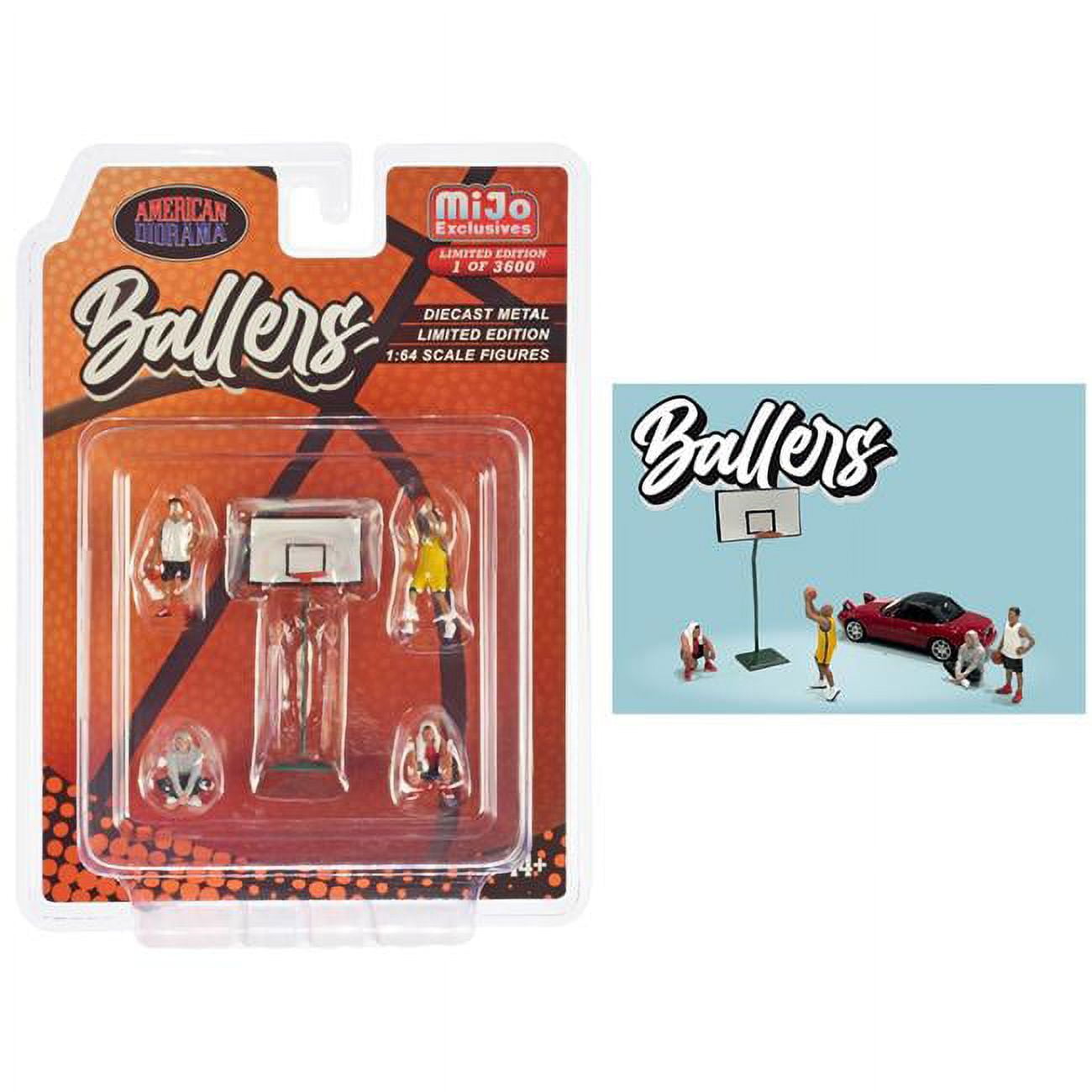 Picture of American Diorama AD-76516MJ 1 to 64 Scale Ballers Diecast Figure 4 Figures & 1 Basketball Hoop Limited Edition to 3600 Piece Worldwide Model cars&#44; 5 Piece