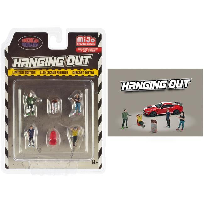 Picture of American Diorama AD-76514MJ 1 to 64 Scale Hanging Out Diecast Figure 4 Figures&#44; 1 Seat & 1 Barrel Limited Edition to 3600 Piece Worldwide Model Car&#44; 6 Piece