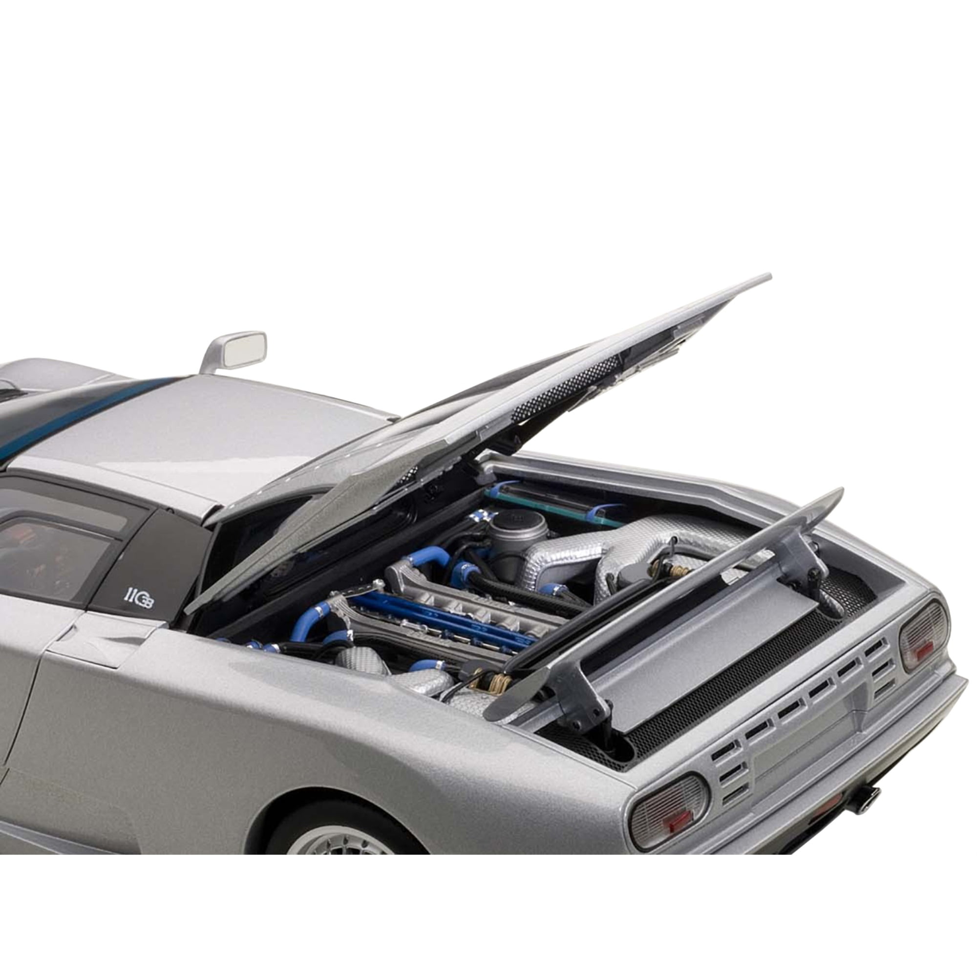 1 to 18 Scale Bugatti EB110 GT Silver Diecast Model Car