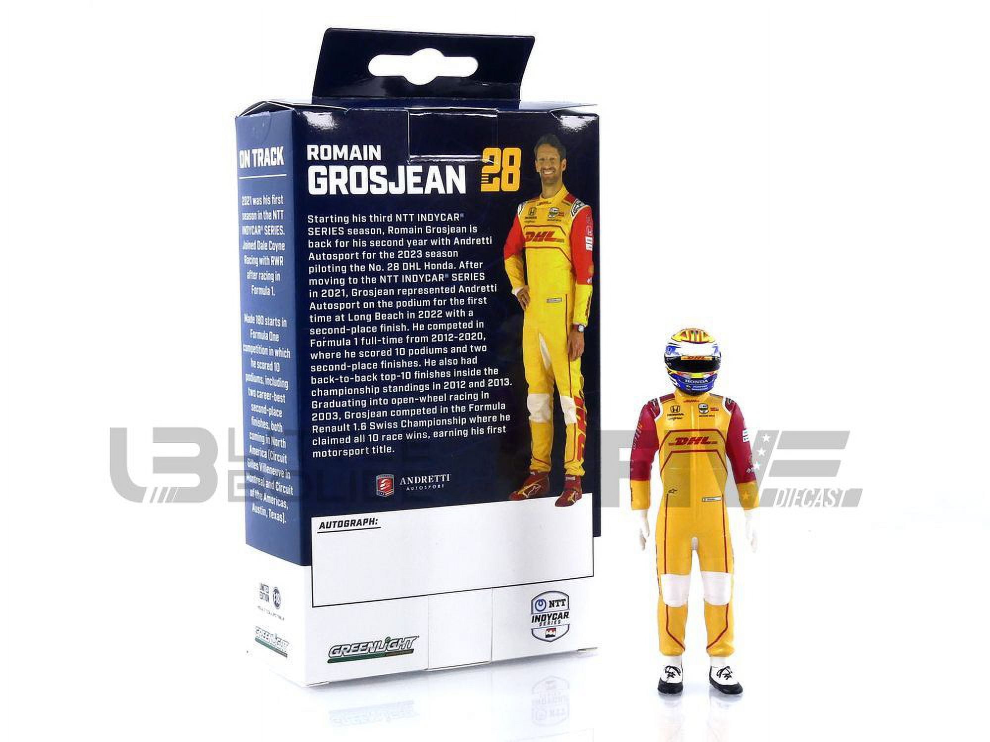 Picture of Greenlight 11308 1-18 Scale NTT IndyCar Series No.28 Romain Grosjean Driver DHL - Andretti Autosport for Models Figure Set