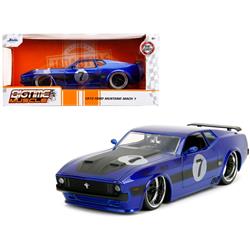 Jada 34261 1-24 Scale 1973 Ford Mustang Mach 1 No.7 Candy Blue Metallic with Black Stripes & Hood Bigtime Muscle Series Diecast Model Car -  Jada Toys